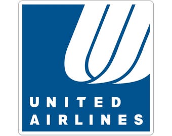 United Airlines UAL 90s Square Tulip Logo Decal / Sticker