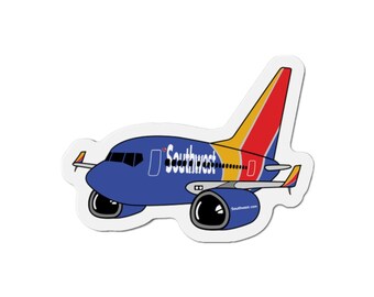 Southwest Airlines SWA New Logo Livery Pudgy Boeing B737 B 737 Die-Cut Magnet