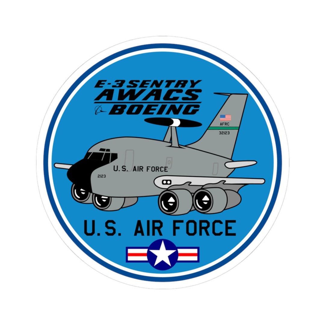 USAF Boeing B707 B 707 US Air Force E-3 Sentry AWACS Kiss-cut Sticker ...
