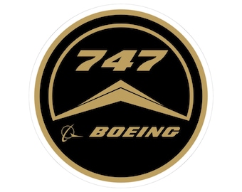 Calcomanía/pegatina con el logotipo del Boeing B747, estilo antiguo y redondo.