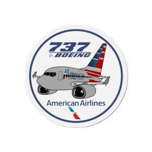 American Airlines Round Pudgy Boeing B737 B 737 Max Die-Cut Magnet