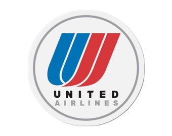 United Airlines UAL 90s Round Tulip Logo Die-Cut Magent