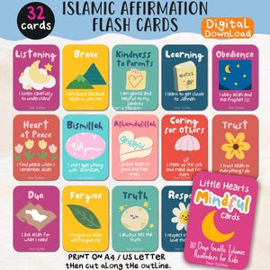 Islamic Kids Affirmation Cards: Muslim Children&#39;s Good Deeds (PDF Printable