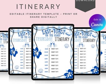 Beach Bachelorette Itinerary Template | Editable Bridal Weekend Guide (Digital Download)
