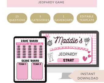 Bachelorette Jeopardy Game Template: Editable Bridal Shower Activity (Instant Download)