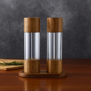 Cylindrical Spice Grinder For Cooking, Wooden Salt And Pepper Grinder, Kitchen Gadget, Manual Pepper Mill, Kitchen Accessory, Gift For Mom