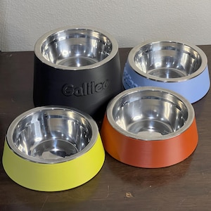 Elevated Cat Bowl Customized with your Pet's Name - Stainless Steel Insert - Raised Pet Dish