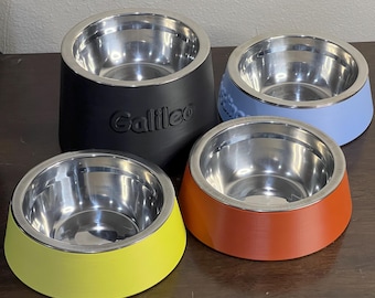 Elevated Cat Bowl Customized with your Pet's Name - Stainless Steel Insert - Raised Pet Dish