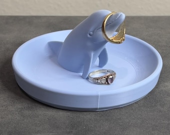 Dolphin Ring Holder Jewelry Dish with Ring Post, PHA Biopolymer, Made to Order