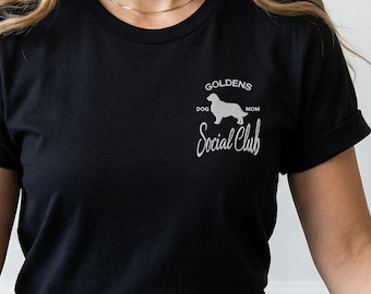 Golden Retriever Shirt | Embroidered Dog Mom Social Club T-Shirt for Women | Dog Lovers Gift