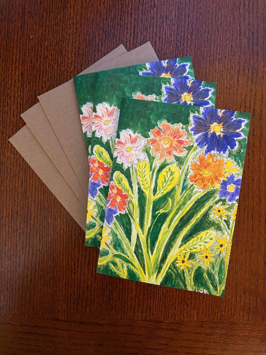 SET of 5 Floral Art Print Note Cards 5x7 - Etsy