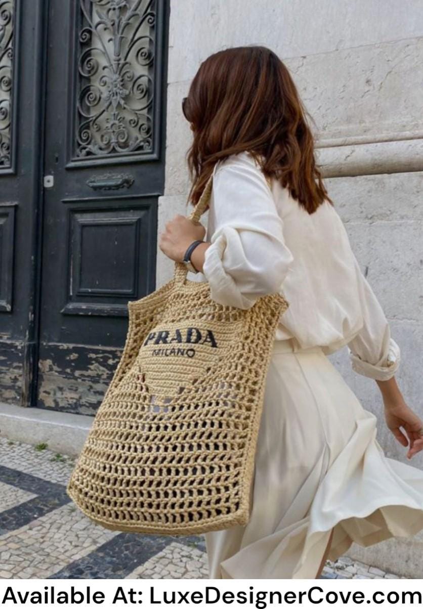 Shopper Prada Tote Bag Aus Raffiabast Raffia Tote Bag Bast Tasche