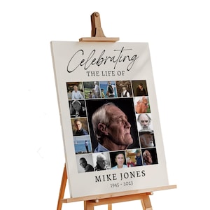 Personalised Funeral Photo Collage • Memorial Sign • Celebration of Life • In Loving Memory • 17 Photos