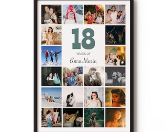 Personalised 18th Birthday Photo Collage • 20 Photos • Custom Fonts & Colours
