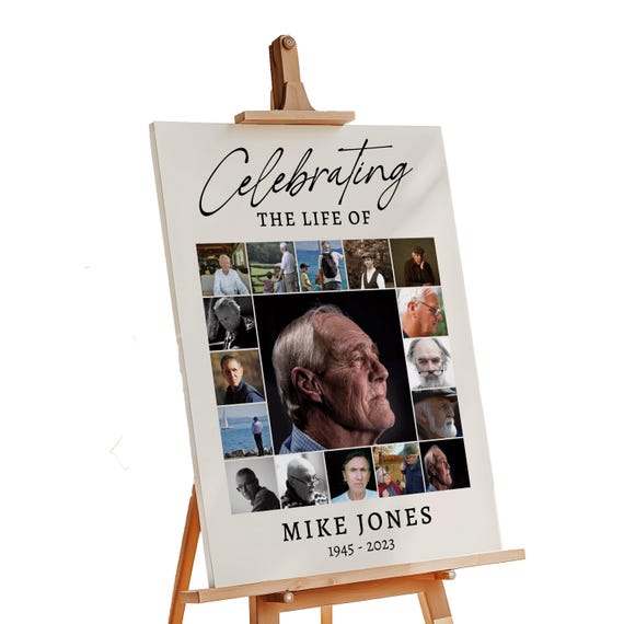 Personalised Funeral Photo Board • Memorial Collage • Celebration of Life • In Loving Memory • 17 Photos