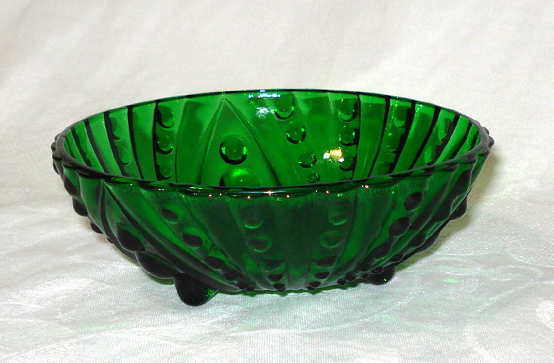 Green Depression Glass Bowl 4.5 Etsy