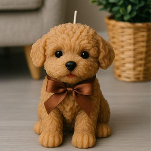 Soy Wax Dog Candle: Handmade Puppy Sculpture, Pet Memorial Gift