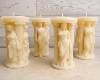 Greek Goddess Sculptural Soy Wax Candle Set – Handcrafted Mythological Art