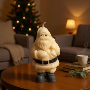 Handmade Santa Candle – Nordic Christmas Decor, Soy Wax Figurine