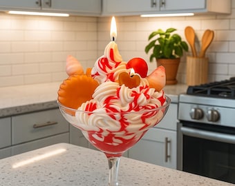 Handmade Soy Wax Ice Cream Sundae Candle: Fun Dessert Decor