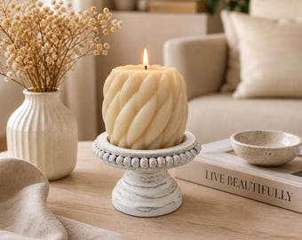 Large Twisted Soy Candle – Modern Home Accent, Sculptural Wax Piece, Handmade Candle