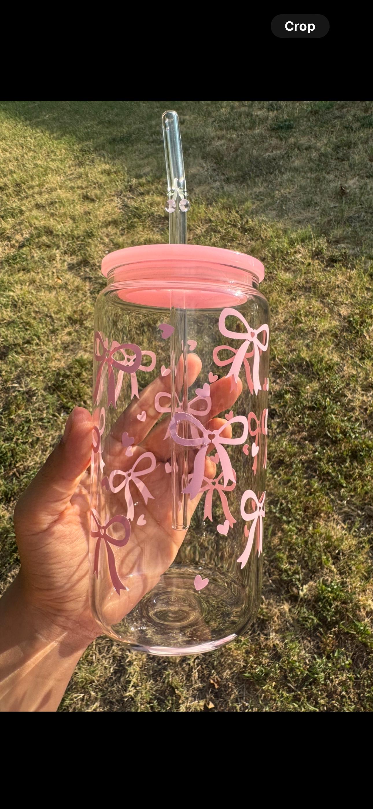 Pink Coquette Glass Cup | Girly Bow Tumbler - Etsy