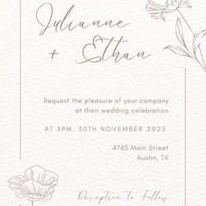 Modern Wedding Invitations, Personalized Elegant Wedding Invitations, Custom Floral Wedding Invitations, Luxury Wedding Invitations