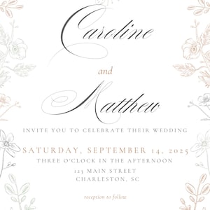 Personalized Elegant Wedding Invitations, Custom Floral Wedding Invitations, Luxury Wedding Invitations Suites