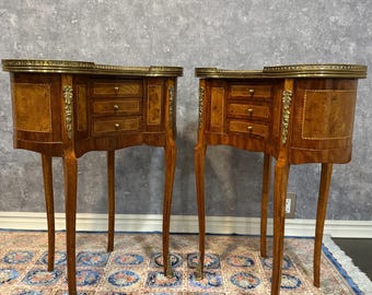 French Louis XVI Style Demilune Side/End Tables