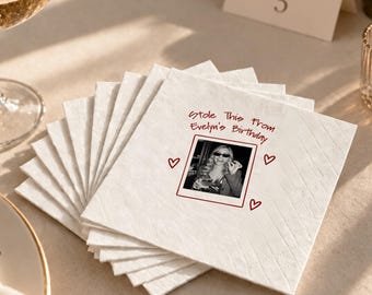 Personalized Photo Cocktail Napkins, Custom Birthday Party Favor, Funny “Stole This From” Napkins, Girls Night Gift, Bachelorette Decor