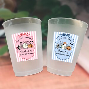 Let’s Get Spooky First Boo-Day Cups, Personalized Halloween Birthday Frosted Cups, Custom Ghost Pumpkin Party Favors, Halloween Cups image 5