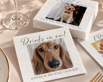 Personalized Pet Photo Napkins, Custom Dog Lover Napkins, Wedding Cocktail Napkins, Pet Memorial Napkins, Celebration of Life Favor