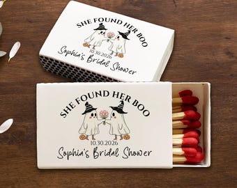 Personalized Halloween Bridal Shower Matchboxes, She Found Her Boo Matches, Ghost Wedding Favors for Guests, Bachelorette Party Favors