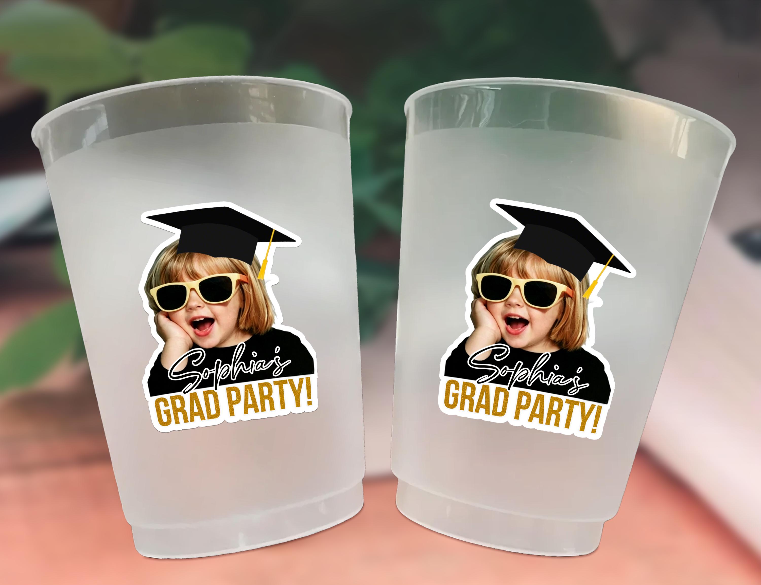Personalized Frosted Graduation Cups, Custom Photo Grad Party Favors ...