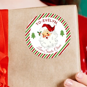From Santa Christmas Gift Stickers for Kids, Personalized Santa Claus Labels, Kids Christmas Gift Tags, North Pole Xmas Present Stickers