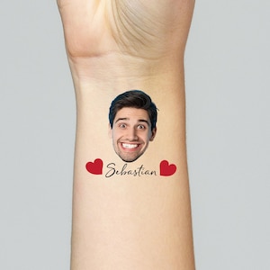 Custom Bachelorette Party Tattoos, Personalized Face Temporary Tattoos, Groom Face Tattoos, Bride Tattoo, Funny Bachelorette Party favors