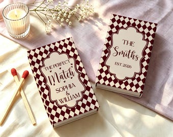 Personalized Vintage Diamond Wedding Matchboxes, Custom  Wedding Matches, Bulk Logo Wedding Party Favors, Reception Table Decor