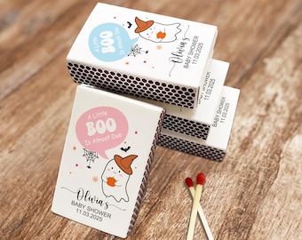 A Little Boo is Almost Due Baby Shower Matchboxes, Halloween Baby Shower Favors, Cute Spooky Party Keepsakes, Autumn Birthday Matches Favors