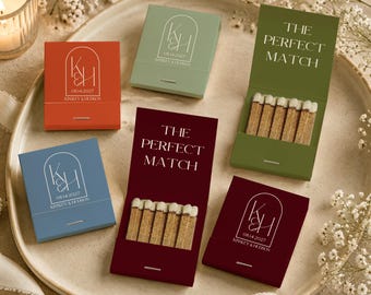 Custom Perfect Match Wedding Matchbooks, Personalized Arch Monogram Matches, Elegant Wedding Reception Guest Favors