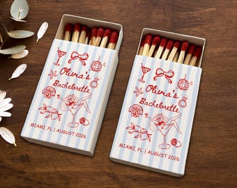 Personalized Bachelorette Matchboxes, Beach Bach Party Favors, Custom Bridal Shower Matches, Coastal Disco Wedding Favor, Guest Favor