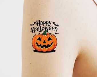 Cute Pumpkin Halloween Temporary Tattoos for Kids/ Spooky Party Favor, Ghost, Witch, Skeleton, Trick or Treat, Party Supplies, Holiday Decor