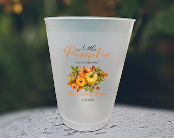 Little Pumpkin Baby Shower Cups, Personalized Fall Baby Shower Drinkware, Cute Pumpkin Party Favor, Baby Name Cups, Autumn Baby Shower Decor