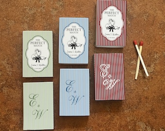 The Perfect Match Wedding Matches – Personalized Swan Matchboxes with Monogram – Custom Matchbook Favors for Weddings, Engagements & Showers