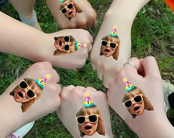 Custom Face Tattoo Birthday Party Favors, Birthday Fun Face Temporary Tattoo, Birthday Tattoo Gift, Bachelorette Tattoo, Groom's Face Tattoo