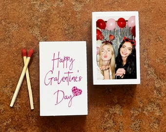 Galentine’s Day Matchbox, Personalized Photo Gift for Best Friends, Custom Friendship Keepsake, Party Favor, Girls Night Matchbook