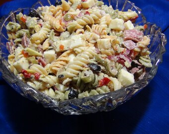 Pasta Salad Italiano--PDF Recipe Macaroni Antipasto Meat Cheese