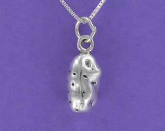 POTATO Necklace - 925 Sterling Silver on Choice of Chain Length - Fries Baked Chips Russet Pendant