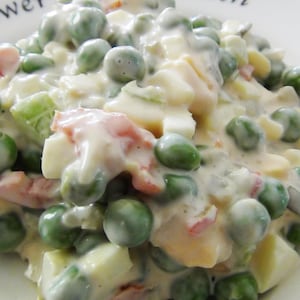 GREEN PEA Salad--PDF Recipe Peas Veggie Vegetable Side Dish Barbecue Pot Luck Potluck