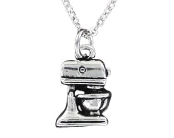 Pewter Kitchen Mixer Necklace: Chef Baker Gift