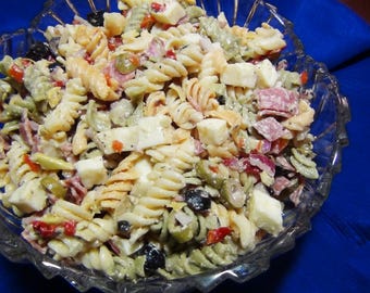 PASTA SALAD Italiano--PDF Recipe Macaroni Antipasto Meat Cheese